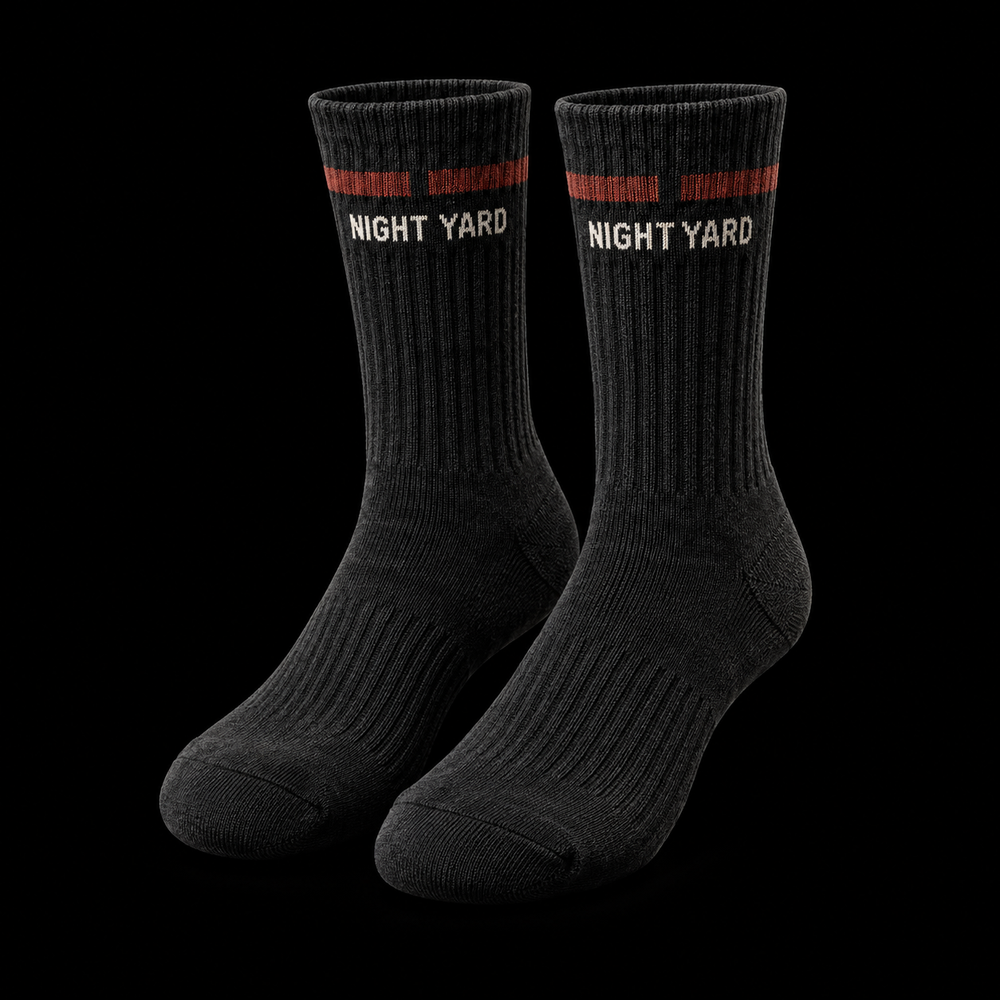 Night Yard Redline Crew Socks — Washed Black