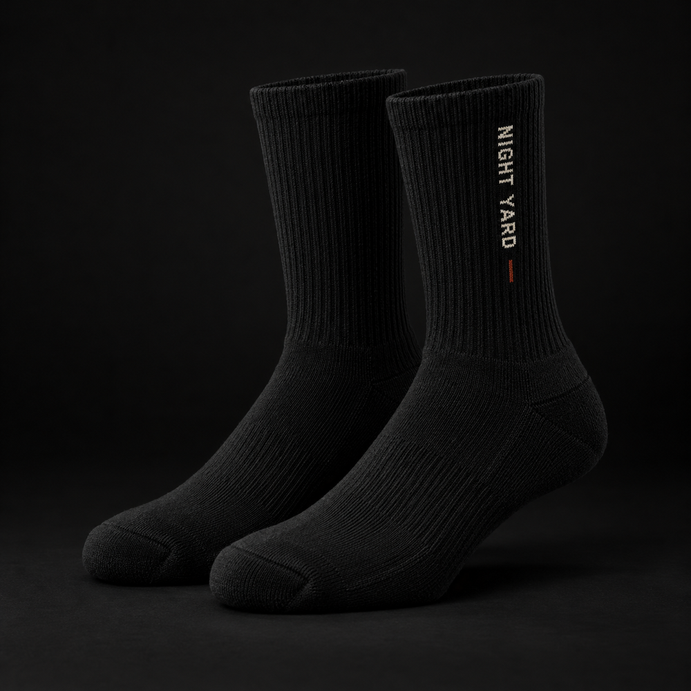 Night Yard After Hours Crew Socks — Black