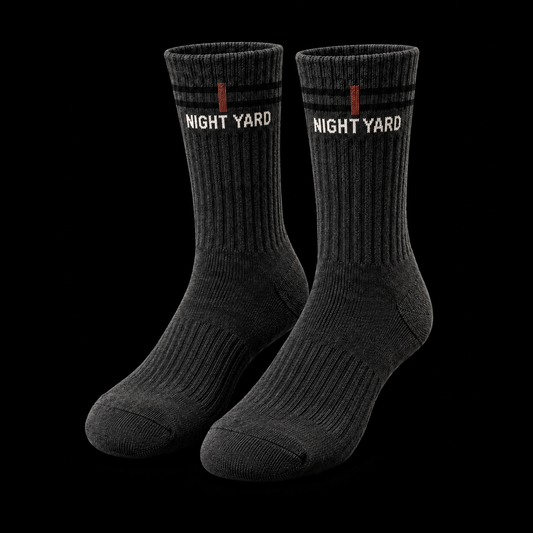 Night Yard Asphalt Rib Crew Socks — Dark Grey