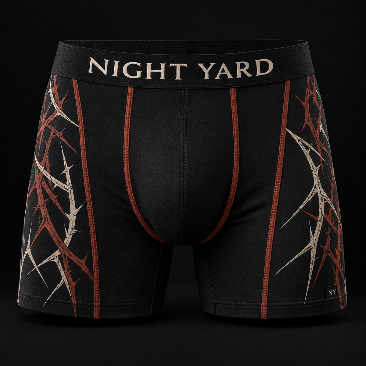 Night Yard Boundary Seam Boxer Brief — Black / Rust