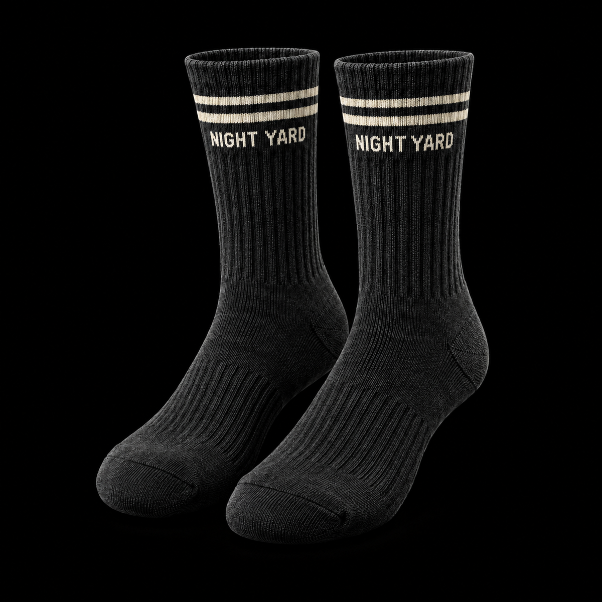 Night Yard Boundary Stripe Crew Socks — Charcoal / Bone — original Night Yard product image