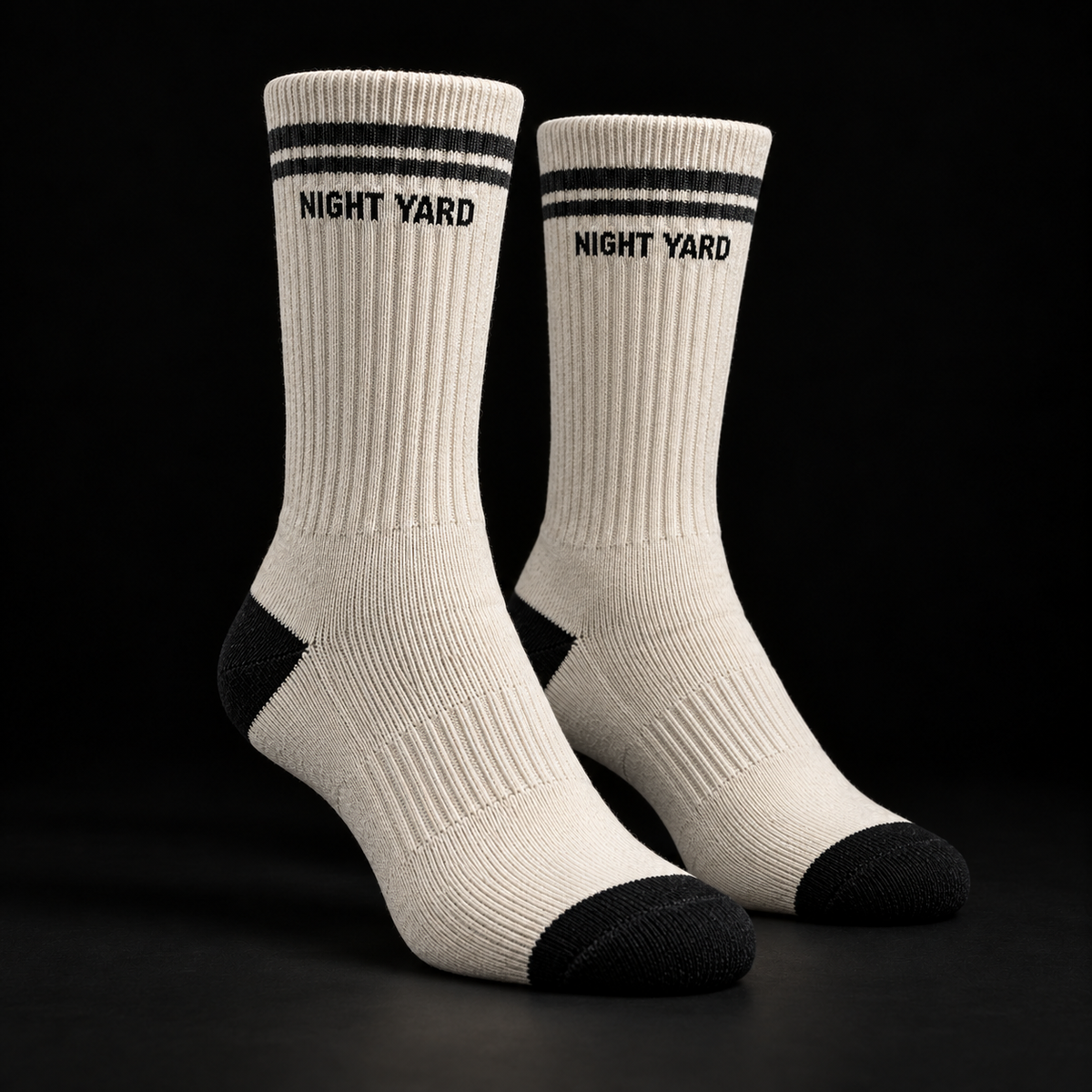 Night Yard Deadstock Stripe Crew Socks — Stone — original Night Yard product image