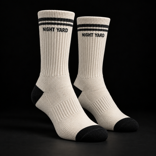 Night Yard Deadstock Stripe Crew Socks — Stone — original Night Yard product image