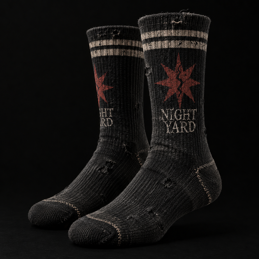 Night Yard Deadstock Stripe Crew Socks — Washed Black