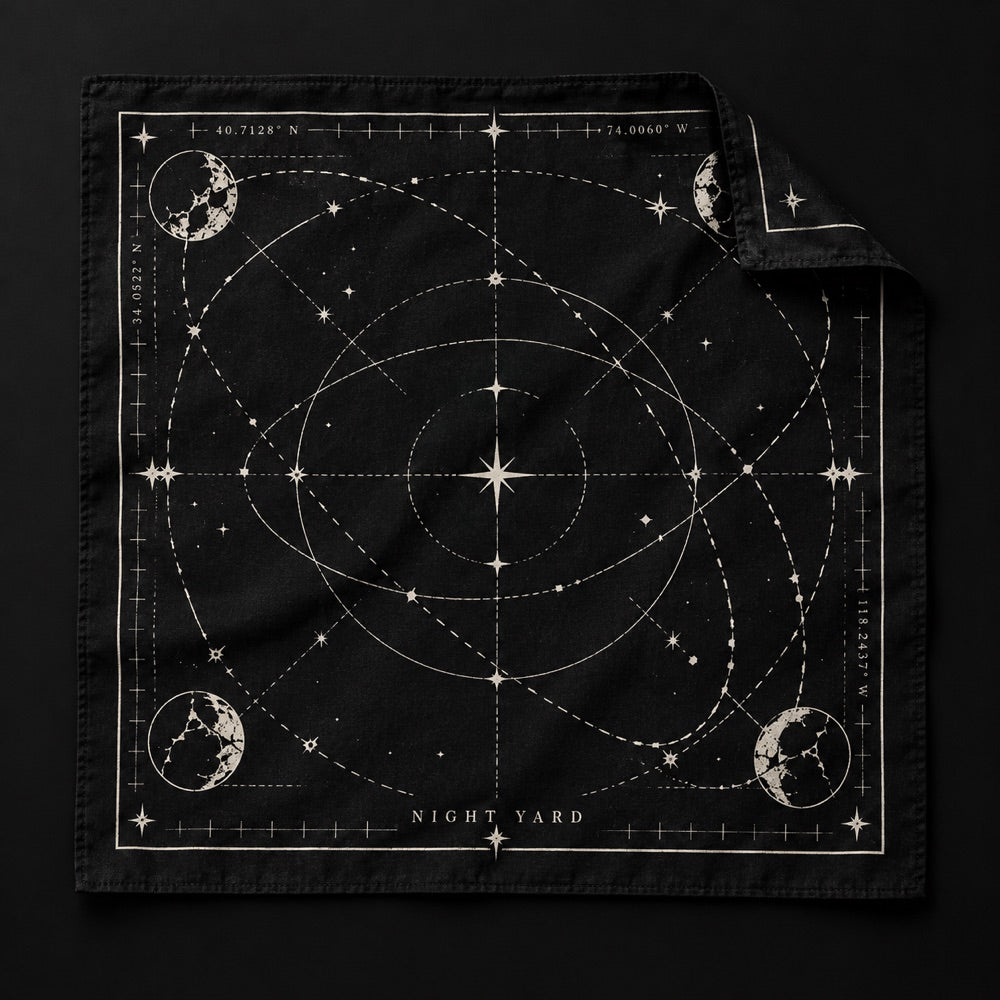 Night Yard Field Bandana — Black / Bone