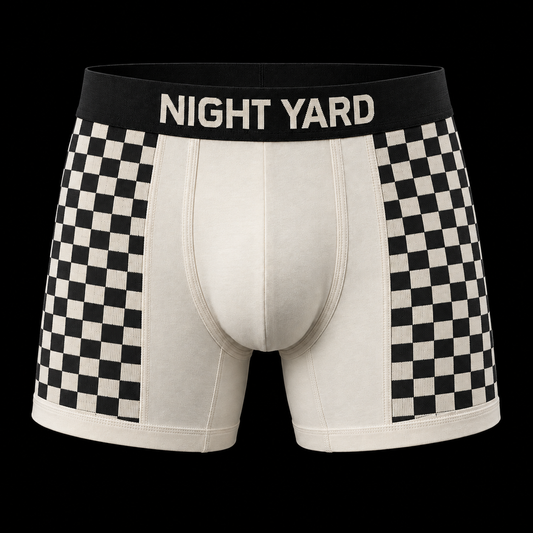 Night Yard Field Check Boxer Brief — Bone / Black — original Night Yard product image