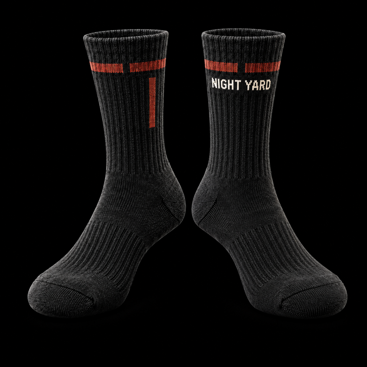 Night Yard Field Mark Crew Socks — Black / Rust — original Night Yard product image