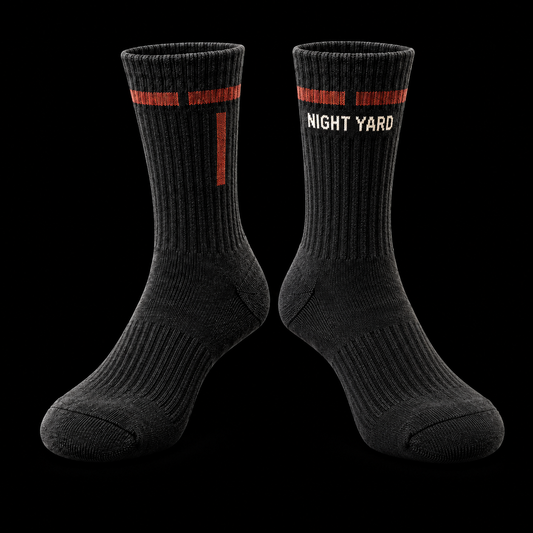 Night Yard Field Mark Crew Socks — Black / Rust — original Night Yard product image