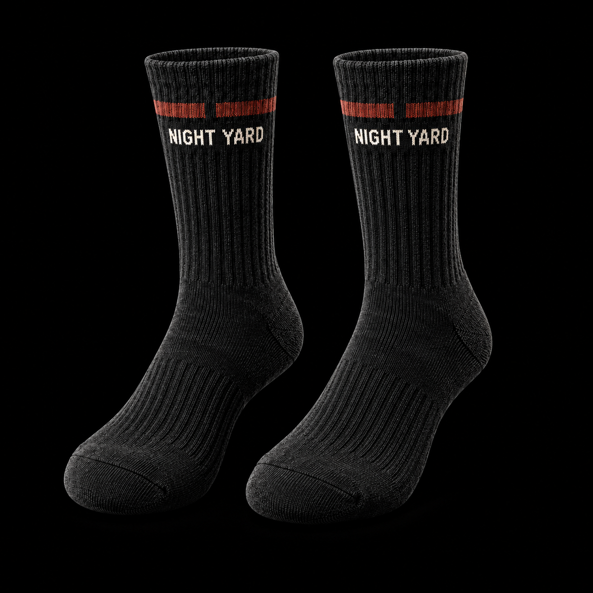 Night Yard Midnight Rib Crew Socks — Black — original Night Yard product image