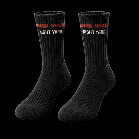 Night Yard Midnight Rib Crew Socks — Black — original Night Yard product image
