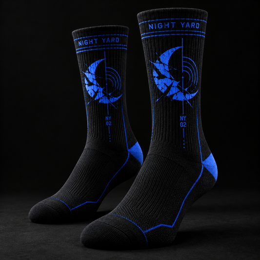 Night Yard Nocturne Crew Socks — Black / Cobalt