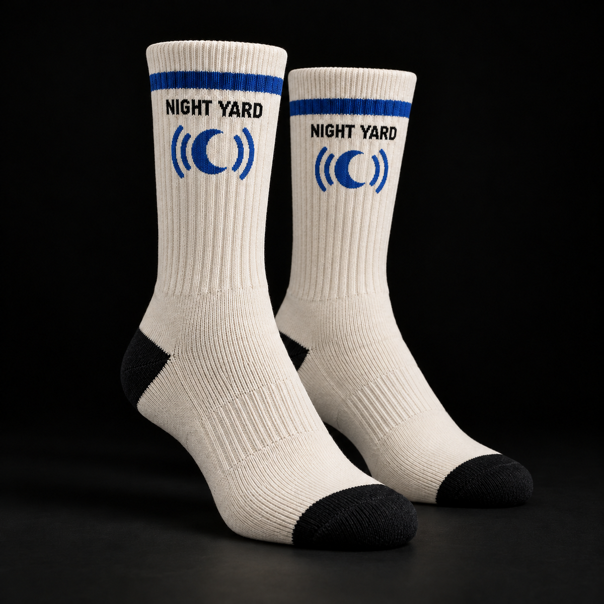 Night Yard Nocturne Crew Socks — Bone / Cobalt — original Night Yard product image