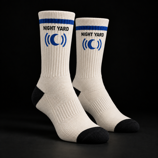 Night Yard Nocturne Crew Socks — Bone / Cobalt — original Night Yard product image