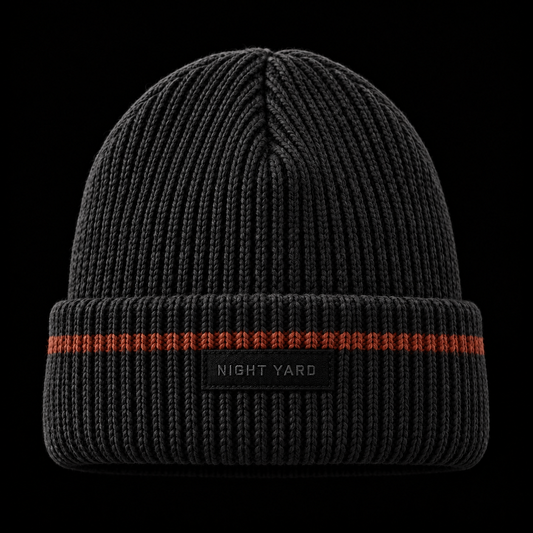 Night Yard Redline Beanie — Black / Rust — original Night Yard product image