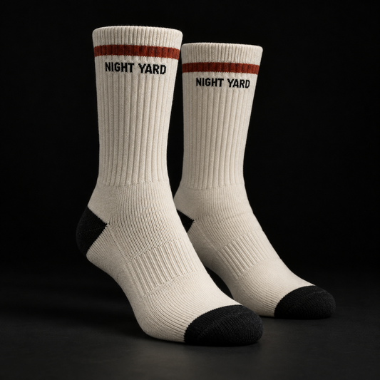 Night Yard Redline Crew Socks — Bone