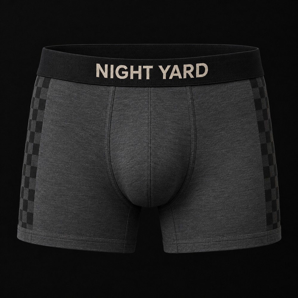 Night Yard Shadow Check Boxer Brief — Black / Grey
