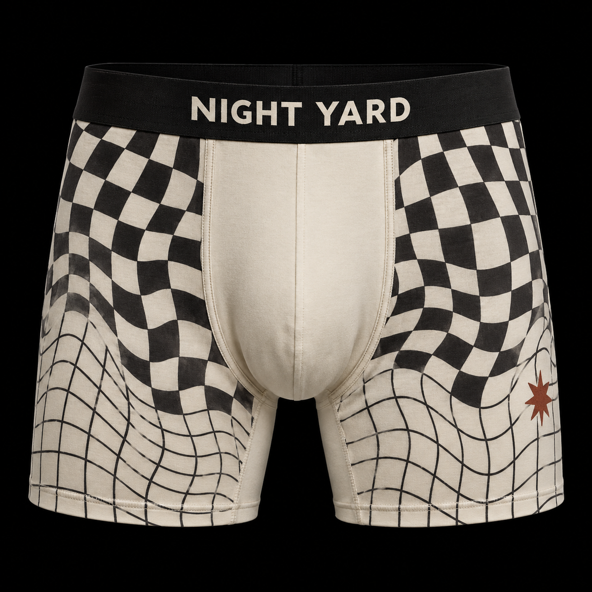 Night Yard Shadow Check Boxer Brief — Bone / Charcoal