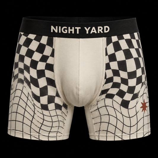 Night Yard Shadow Check Boxer Brief — Bone / Charcoal