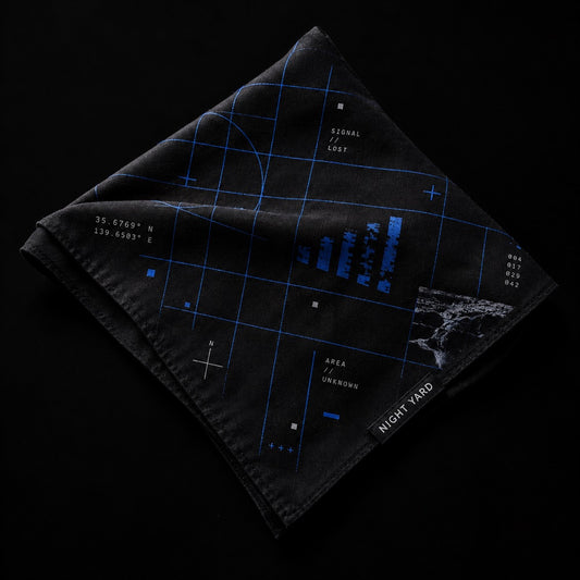 Night Yard Signal Bandana — Black / Cobalt