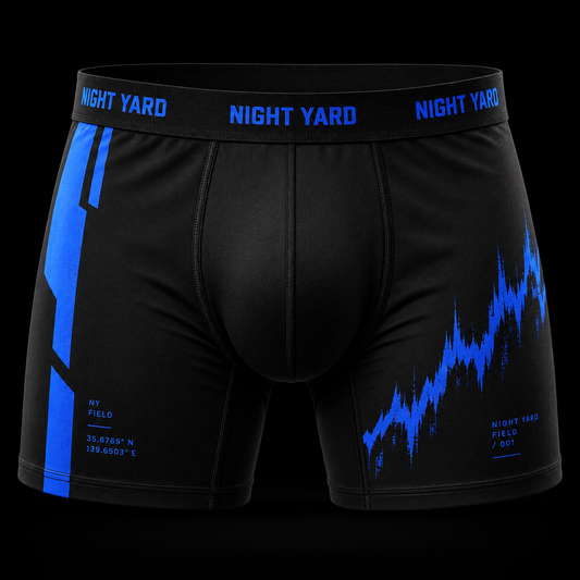 Night Yard Signal Cut Boxer Brief — Black / Cobalt