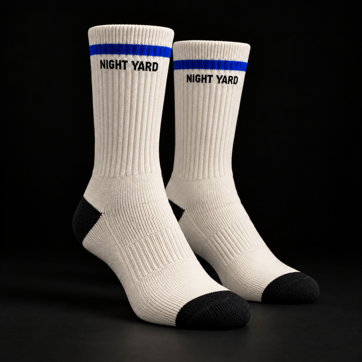 Night Yard Static Line Crew Socks — Bone / Cobalt — original Night Yard product image
