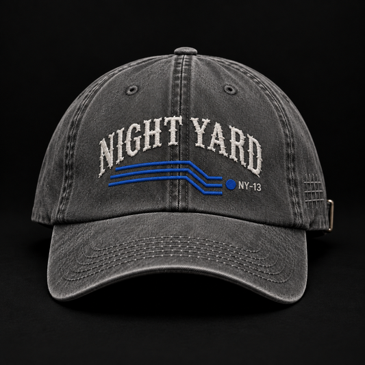 Night Yard Transit Cap — Grey / Cobalt — original Night Yard product image