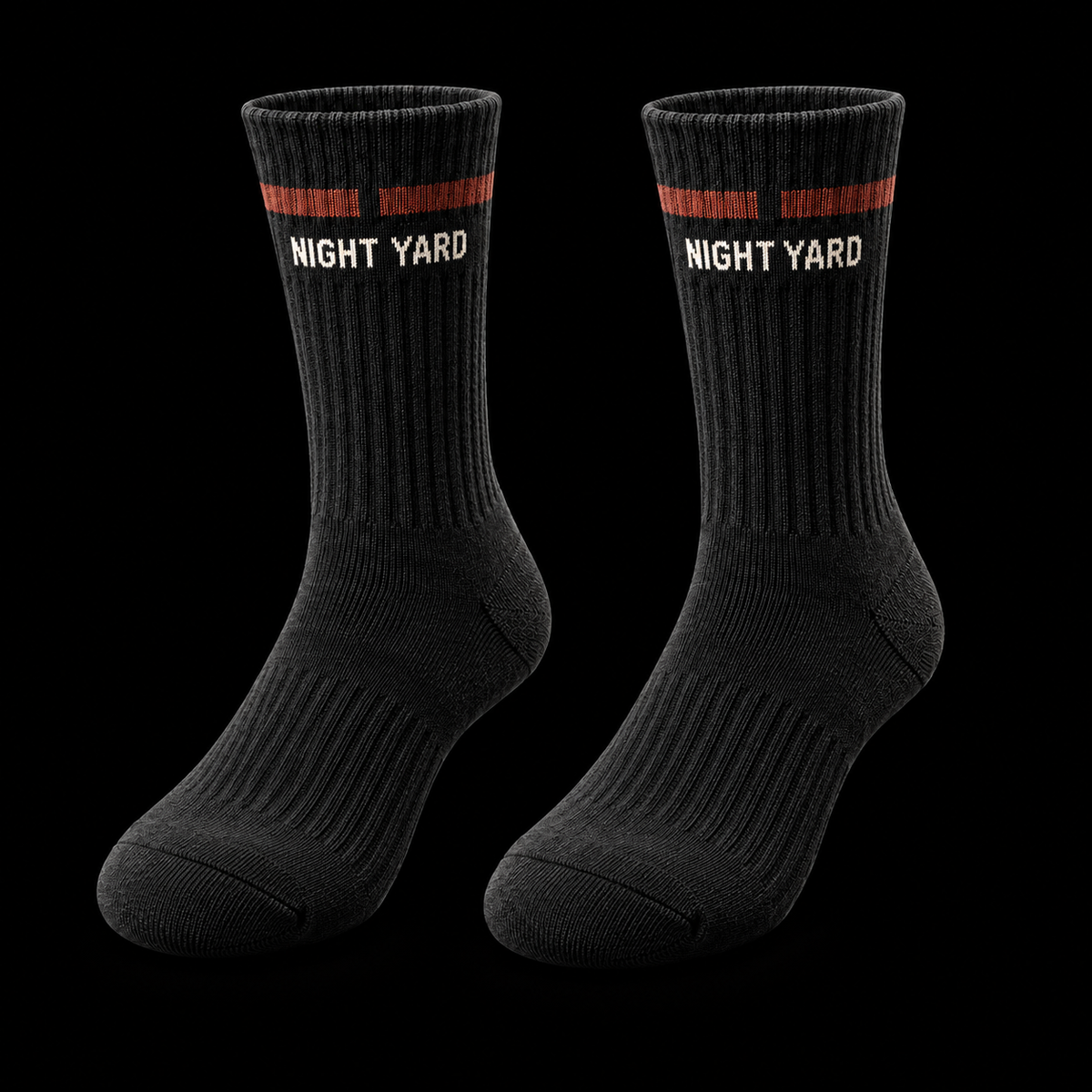 Night Yard Transit Crew Socks — Black / Rust — original Night Yard product image
