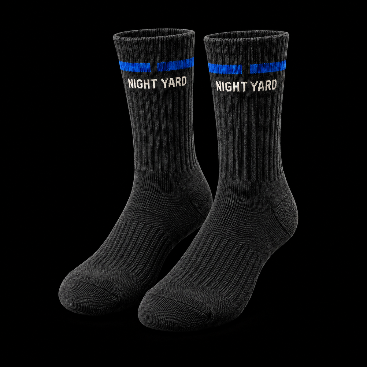 Night Yard Transit Crew Socks — Charcoal / Cobalt — original Night Yard product image