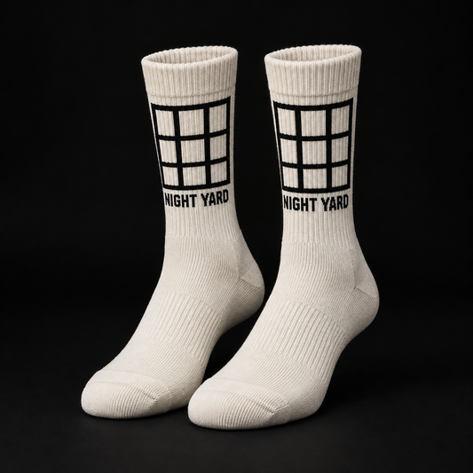 Night Yard Yard Grid Crew Socks — Bone