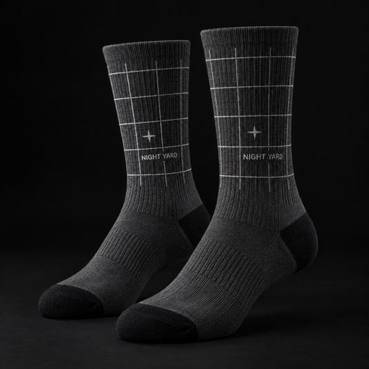 Night Yard Yard Grid Crew Socks — Charcoal
